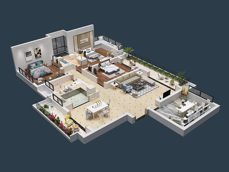 3D Grundriss für Immobilienprojekte