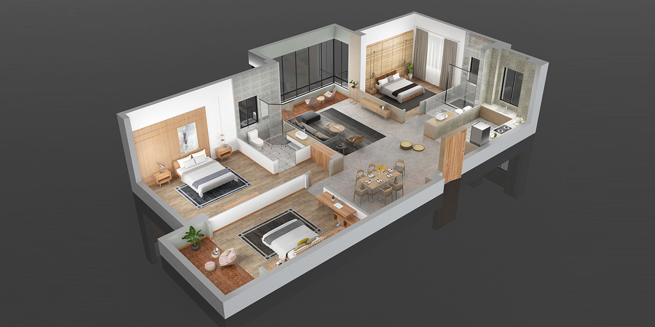 3D Grundriss Haus Wohnung 3D Modell