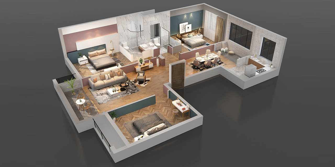 3D Grundriss Visualisierung für Immobilien