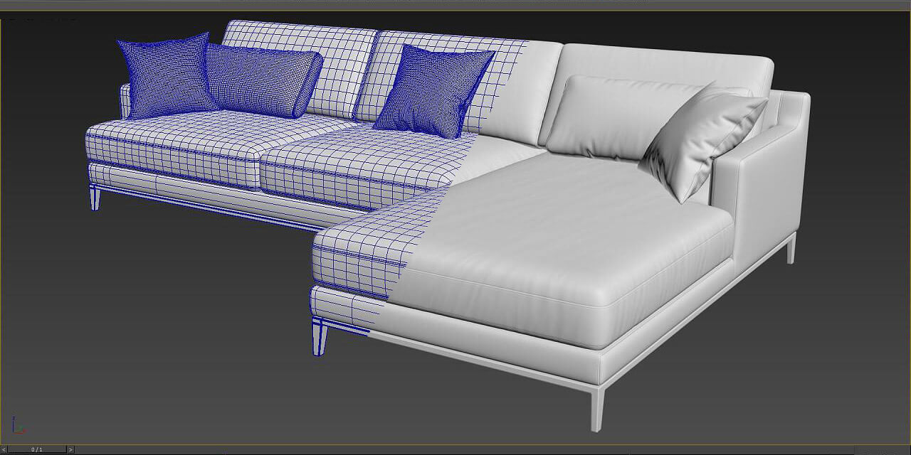 3D Modellierung Texturierung Möbel Couchgarnitur