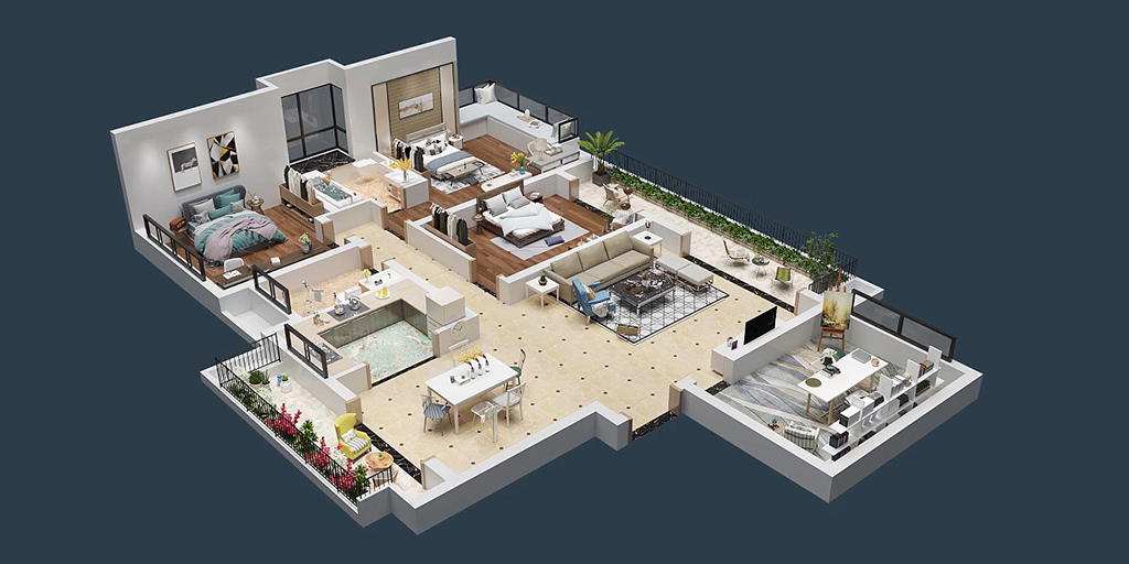 3D Visualisierung Haus Wohnung Grundriss