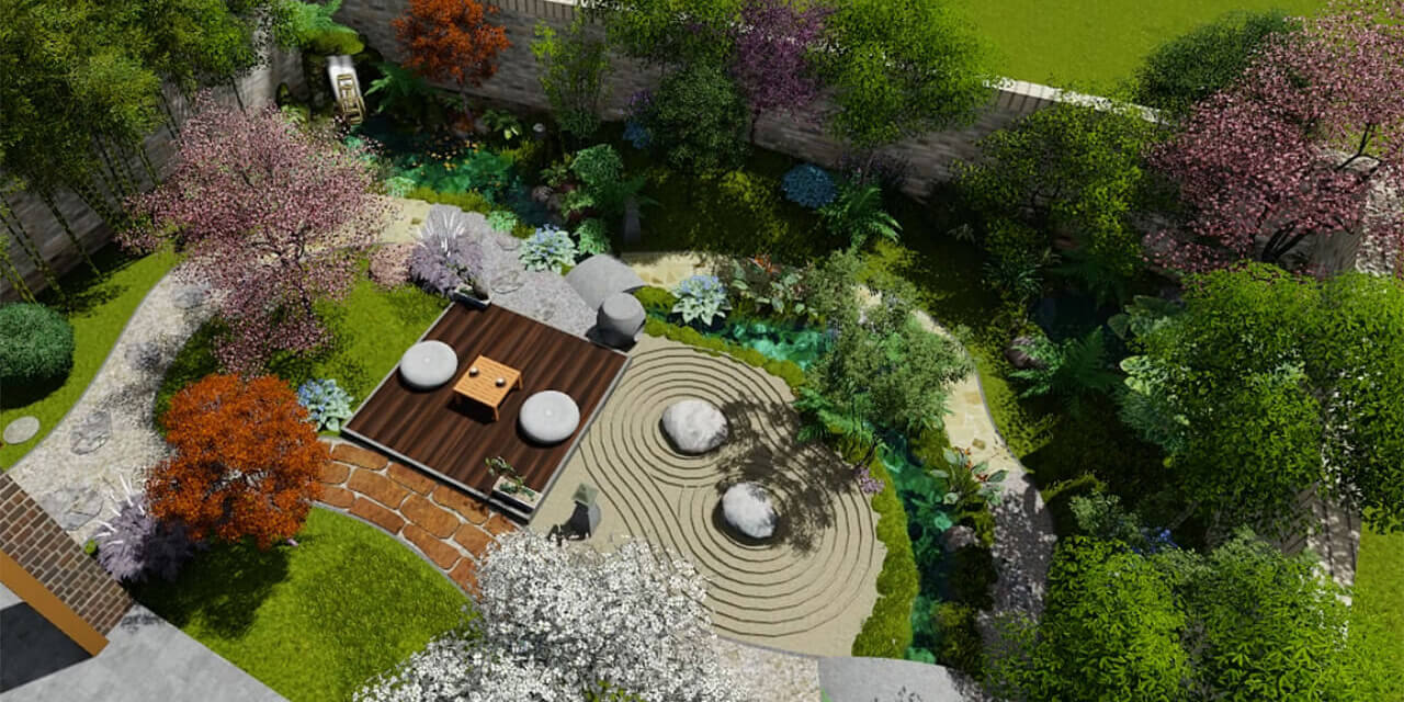 Landschaftsgestaltung Visualisierung Garten